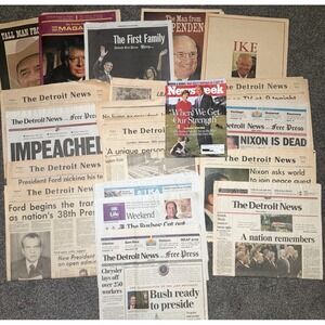 PRESIDENT NEWSPAPER LOT 1969-2008 DETROIT NEWS FREE PRESS